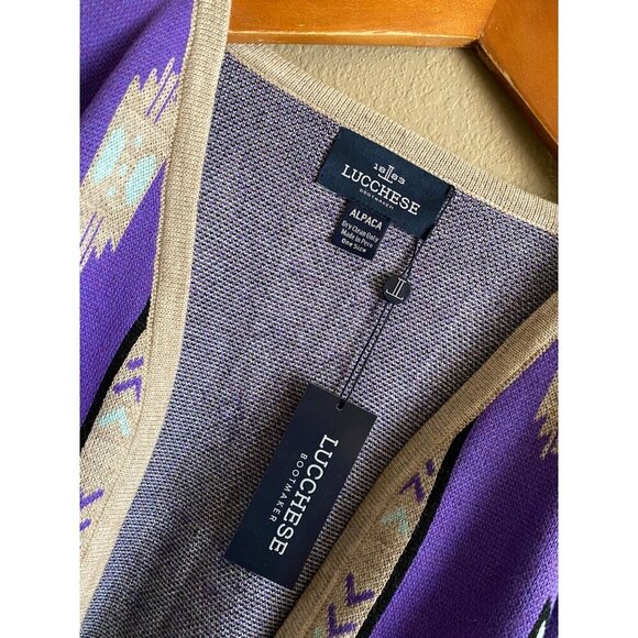 Lucchese Lightweight Alpaca Cape Peruvian Poncho Taos Collegiate Purple One Size - Picture 3 of 5